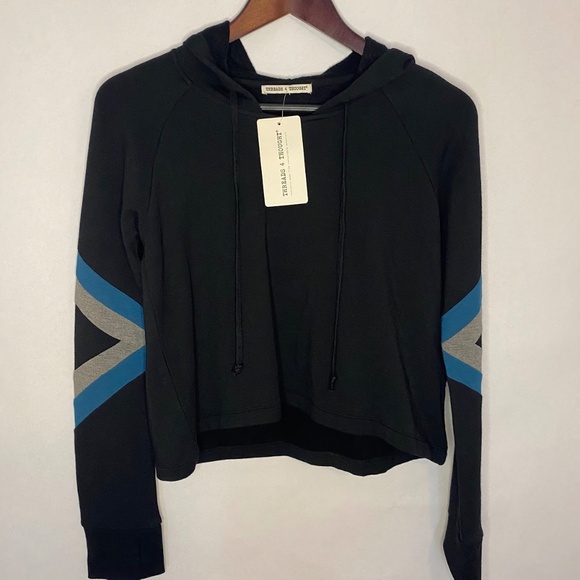 NWT Threads 4 Thought Black Neema Crop Long Sleeve Pullover Hoodie Small NEW - Picture 5 of 6